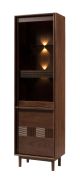 Vitrine mit Türanschlag links | 58 x 43 x 204 cm | Walnuss | inkl. LED-Beleuchtung | Glasschrank | 1 Schublade | 2 Türen | 5 Fächer | gehärtetes Glas Antisol braun | Inginele 06