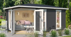 Gartenhaus G14 Carbongrau inkl. Fußboden - 40 mm Blockbohlenhaus, Grundfläche: 12,54 m², Zeltdach
