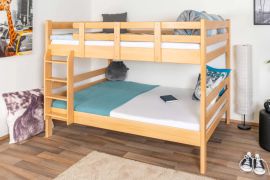 Etagenbett / Stockbett SET mit Matratzen K24/n | 140 x 200 cm | Kopf- und Fußteil gerade | Buche massiv Natur lackiert | teilbar | inkl. Bonell Federkern