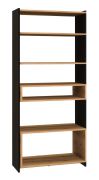 Bücherregal Trezevant 04, Farbe: Eiche Artisan / Schwarz - Abmessungen: 180 x 80 x 40 cm (H x B x T)