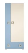 Jugendzimmer Drehtürenschrank / Kleiderschrank Namur 01, Farbe: Blau / Beige - Abmessungen: 197 x 80 x 52 cm (H x B x T)