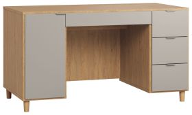 Schreibtisch Nanez 02, Farbe: Eiche / Grau - Abmessungen: 78 x 140 x 67 cm (H x B x T)