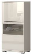 Vitrine Garim 11, Farbe: Beige Hochglanz - 123 x 60 x 40 cm (H x B x T)