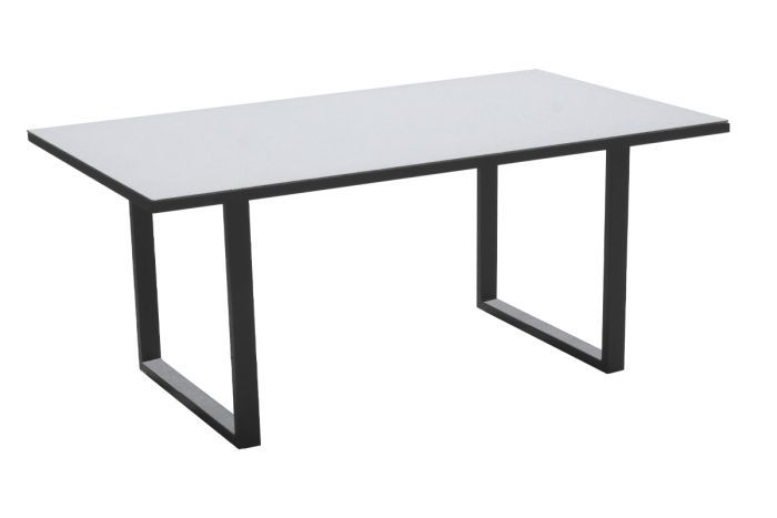 Gartentisch Mailand aus pulverbeschichtetem Aluminium - Farbe: graualuminium, 1400 x 800 x 590 mm, Tischplatte aus gehärtetem Glas - 5 mm