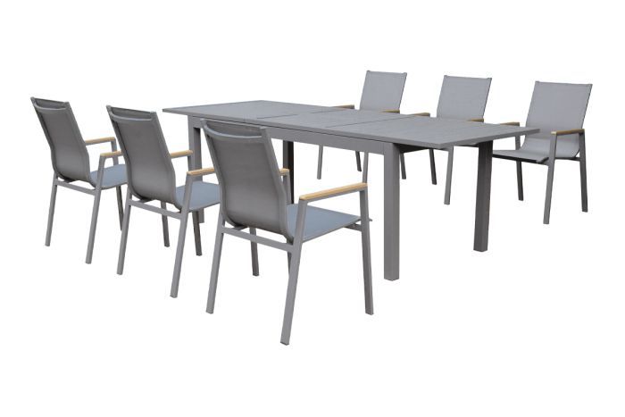 Gartentisch Turin mit verstellbarer Tischplatte - Farbe: graualuminium, 2400 / 1800 x 900 x 760 mm, hochwertiges Material, Rahmen aus Aluminium