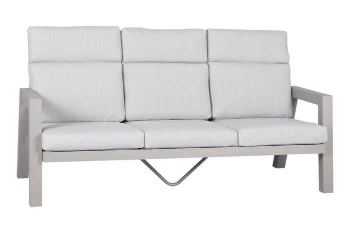 3-Sitzer Loungesofa Verona mit Polsterung und Armlehnen, Farbe: graualuminium, Stoff: hellgrau, 1940 x 876 x 965 mm, Rahmen aus Aluminium, Outdoormöbel