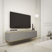 TV-Möbel mit zwei Kippfächer Horsham 13, Farbe: Grau - Abmessungen: 30 x 135 x 32 cm (H x B x T)