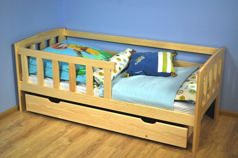 Kinderbett Juniorbett Bett 160 x 70cm massiv weiss mit Matratze und Schublade 