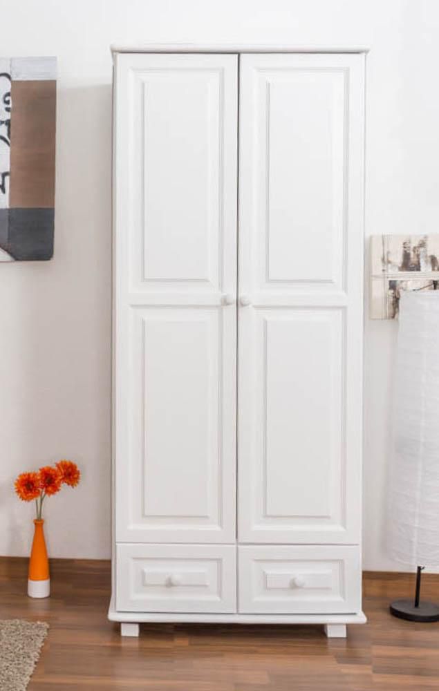 Massivholz-Schrank, Farbe: Weiß 190x80x60 cm, Türen Anzahl 2, Höhe