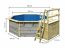 Pool Modell 1 X SET aus Holz, Farbe: Wassergrau Lasiert, Ø 432,5 cm, mit Leitern & Terrasse