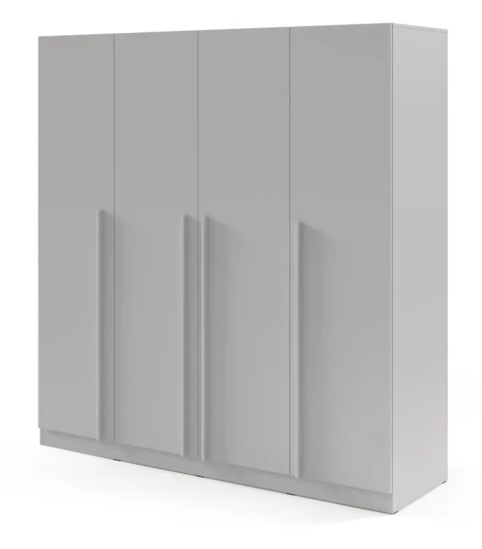 Kleiderschrank | Farbe: Platingrau | inkl. 3 Schubladen | 4-türig | 200 x 61 x 210 cm | Edegem 01 | 3 Kleiderstangen | 7 Fächer | ABS-Kanten