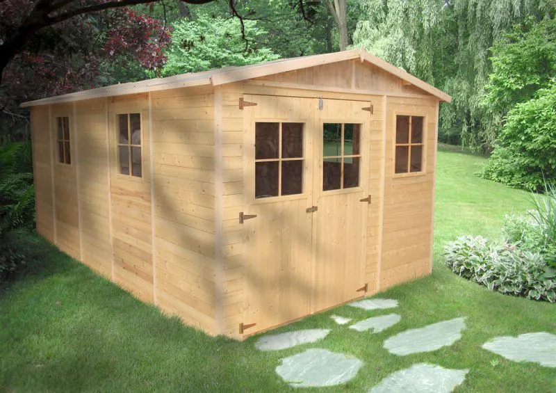 Gerätehaus, Gartenschuppen, Gartenhaus - 5 x 3 Meter - aus Holz / Blockbohlen - inkl. Dachpappe - Satteldach Abbildung