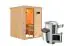 Sauna "Joran" SET mit bronzierter Tür - Farbe: Natur, Ofen externe Steuerung easy 3,6 kW - 151 x 151 x 198 cm (B x T x H)