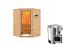 Sauna "Henrik" SET mit bronzierter Tür - Farbe: Natur, Ofen BIO 3,6 kW - 145 x 145 x 187 cm (B x T x H)