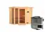 Sauna "Solveig" SET mit bronzierter Tür und Kranz - Farbe: Natur, Ofen BIO 9 kW - 264 x 198 x 212 cm (B x T x H)
