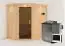 Sauna "Mika" SET mit graphitfarbener Tür und Kranz - Farbe: Natur, Ofen BIO 9 kW - 165 x 210 x 202 cm (B x T x H)