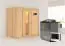 Sauna "Eeli" SET mit Energiespartür - Farbe: Natur, Ofen BIO 9 kW - 196 x 118 x 198 cm (B x T x H)