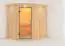 Sauna "Mika" mit Klarglastür und Kranz - Farbe: Natur - 165 x 210 x 202 cm (B x T x H)
