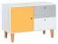 Jugendzimmer - Kommode Syrina 16, Farbe: Weiß / Grau / Gelb - Abmessungen: 72 x 103 x 45 cm (H x B x T)