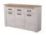 Moderne Kommode / Sideboard mit drei Schubladen Zemun 01, Farbe: Eiche Grau / Eiche Weiß, drei Türen, sechs Fächer, Maße: 98 x 160 x 36,5 cm