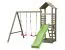 Spielturm PZ02 inkl. Wellenrutsche | Sandkasten und Doppelschaukel | Rutsche: Grün | Schaukel: Rot | Maße: 279 x 343 cm (B x T)