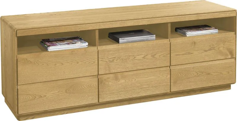 TV-Unterschrank Fazenda 12, Farbe: Natur, Eiche teilmassiv – 69 x 177 x 51 cm (H x B x T)