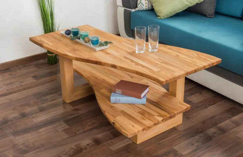 Massivholz Couchtisch Loungetisch Kernbuche Bio geölt 47x110x70 cm, Wohnzimmertisch Beistelltisch Clubtisch massiv Abbildung