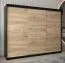 Schiebetürenschrank / Kleiderschrank Bisaurin 6A, Farbe: Schwarz / Eiche Sonoma - Abmessungen: 200 x 250 x 62 cm ( H x B x T)