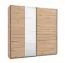 Kleiderschrank | Farbe: Eiche Artisan | breit | 1 Spiegeltür | Schiebetürenschrank | Maße: 220 x 61 x 217,5 cm | ABS-Kanten | 2 Kleiderstangen | 2 Fächer