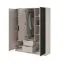 Kleiderschrank mit Spiegel Leeds 32, in Kaschmir, schwarze Lamellen, 200 x 155 x 51 cm, 3 Türen, 2 Schubladen, 10 Fächer, 1 Kleiderstange, ABS-Kanten