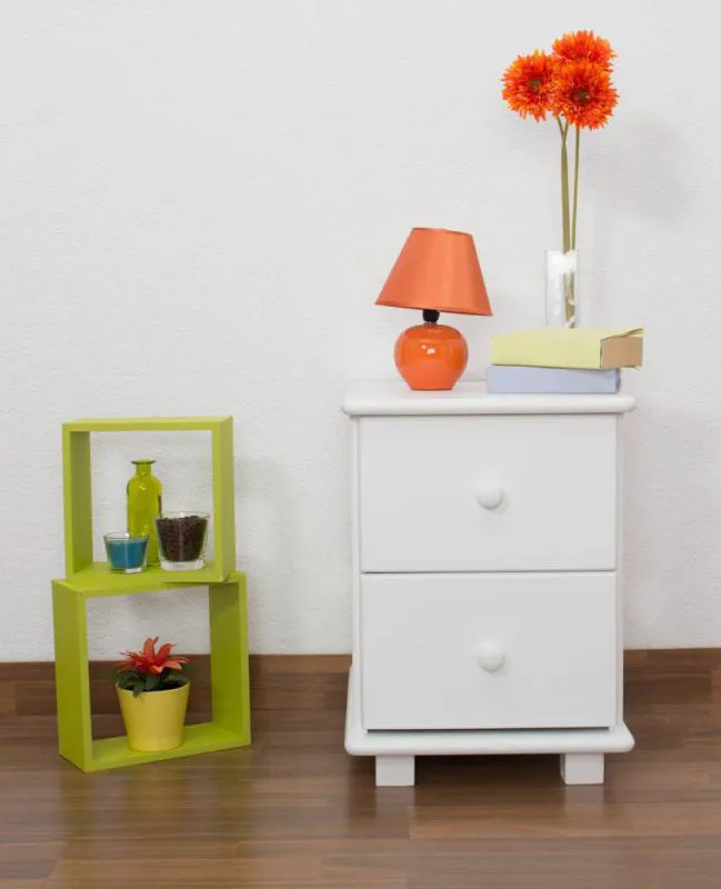 Nachtkommode Weiß 55x42x47 (HxBxT) Kiefer massiv Abbildung