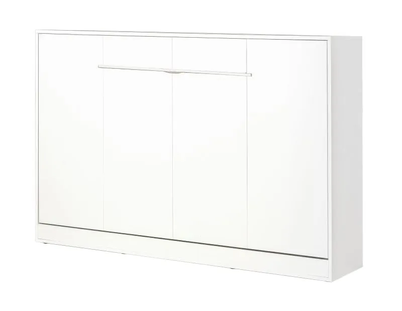 Schrankbett horizontal | Klappbett | Wandbett | Liegefläche 120 x 200 cm | Einzelbett | Farbe: Weiß | inkl. Lattenrost | 2 Ablageflächen | Nalut 11