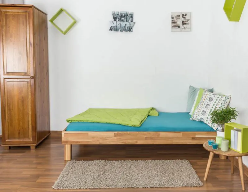 Bett 90 x 200 cm Eiche massiv geölt Abbildung