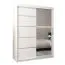 Schiebetürenschrank / Kleiderschrank Jan 03B mit Spiegel, Farbe: Weiß matt - Abmessungen: 200 x 150 x 62 cm ( H x B x T)