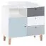 Jugendzimmer - Kommode Syrina 03, Farbe: Weiß / Grau / Blau - Abmessungen: 97 x 104 x 55 cm (H x B x T)