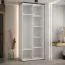 Schiebetürenschrank Tharo in Weiß/Schwarz gehalten, 235,2 x 100 x 45 cm, Einlegeböden, viel Stauraum, auch für Wohnzimmer geeignet, Anti Staubbürsten