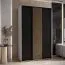 Schiebetürenschrank Mina in Schwarz/Weiß, 235,2 x 150 x 60 cm, Front aus laminierter Platte, Anti Staubbürsten, schwarze Metallgriffe, platzsparend