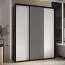 Kleiderschrank Mina mit Schiebetüren, Weiß/Schwarz gehalten, modern, viel Stauraum, Lamellen in Schwarz, Anti Staubbürsten, 235,2 x 200 x 60 cm