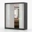 Schiebetürenschrank / Kleiderschrank mit Spiegel | 218 x 183 x 61 cm | Grau-Weiß / Schwarz | Gorski 08 | 2 Türen | 6 Fächer | reichlich Stauraum