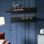 Elegante Wohnwand Hompland 28, Farbe: Schwarz - Abmessungen: 170 x 260 x 40 cm (H x B x T), mit blauer LED-Beleuchtung