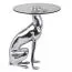 Windhund Deko Beistelltisch, Farbe: Silber / Glas - Abmessungen: 50 x 40 x 40 cm (H x B x T), Tischplatte aus Glas