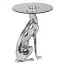 Windhund Deko Beistelltisch, Farbe: Silber / Glas - Abmessungen: 50 x 40 x 40 cm (H x B x T), Tischplatte aus Glas