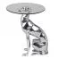 Windhund Deko Beistelltisch, Farbe: Silber / Glas - Abmessungen: 50 x 40 x 40 cm (H x B x T), Tischplatte aus Glas