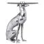 Windhund Deko Beistelltisch, Farbe: Silber / Glas - Abmessungen: 50 x 40 x 40 cm (H x B x T), Tischplatte aus Glas