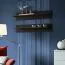 Wohnzimmer Wohnwand Hompland 20, Farbe: Schwarz - Abmessungen: 170 x 260 x 40 cm (H x B x T), mit blauer LED-Beleuchtung