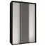Kleiderschrank Mina mit Schiebetüren, Weiß/Schwarz gehalten, moderne Optik, viel Stauraum,  235,2 x 160 x 60 cm, schwarze Lamellen, Anti Staubbürsten