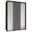 Kleiderschrank Mina mit Schiebetüren in Weiß/Schwarz gehalten, moderne Optik, viel Stauraum, Lamellen in Schwarz, Anti Staubbürsten, 235,2  170 x 60 cm