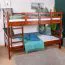 Etagenbett / Stockbett 120 x 200 cm "Easy Premium Line" K24/n, Kopf- und Fußteil gerade, Buche Massivholz Dunkelbraun lackiert, teilbar