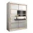 Schiebetürenschrank / Kleiderschrank Aizkorri 03B mit Spiegel, Farbe: Weiß matt / Eiche Sonoma - Abmessungen: 200 x 150 x 62 cm (H x B x T)