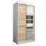 Schiebetürenschrank / Kleiderschrank Aizkorri 01A mit Spiegel, Farbe: Weiß matt / Eiche Sonoma - Abmessungen: 200 x 100 x 62 cm (H x B x T)
